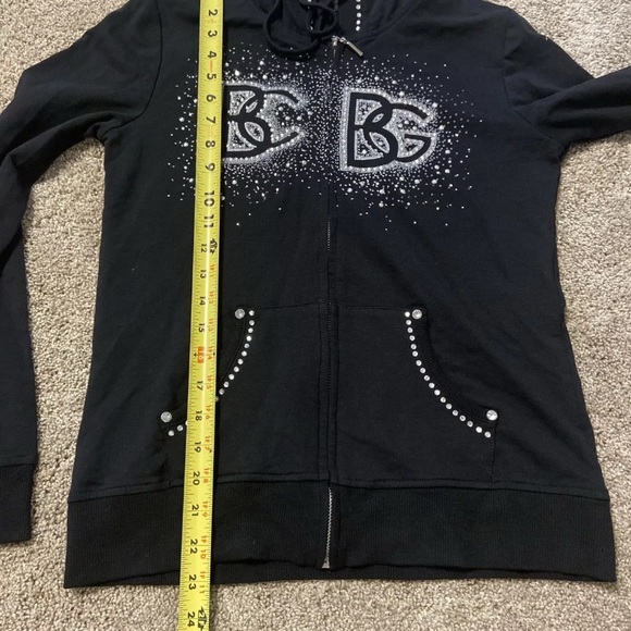 Vintage Y2K BCBG Rhinestone Logo Hooded Track Jacket Size- M - Picture 7 of 7